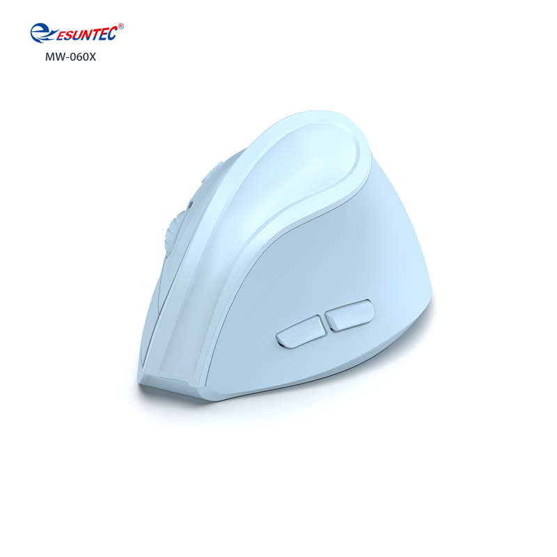 MW-060X-Blue Dual Mode 2.4G & BT Wireless Ergo Vertical Ergonomic Mouse 6D Computer Mice Great Design